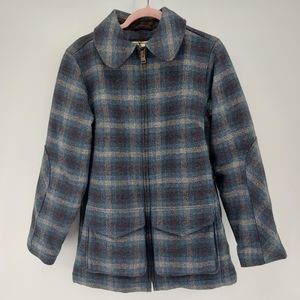 L.L. Bean Plaid Wool Thinsulate Coat Blue Size Small